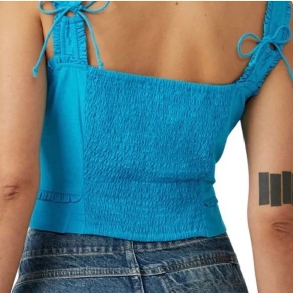 Free People Kerry Embroidered Ruffle Trim Cotton Tank Top Size Medium - Picture 2 of 14